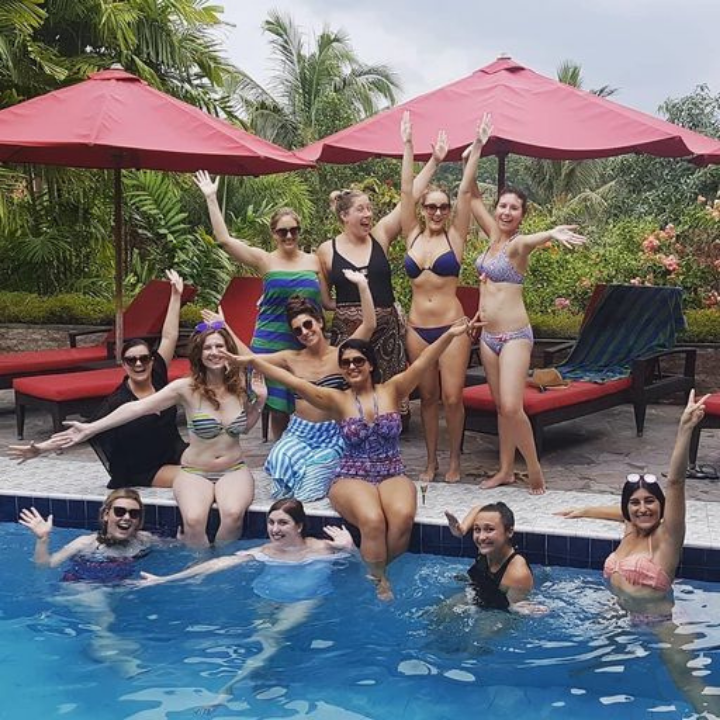 pool party with group of girls